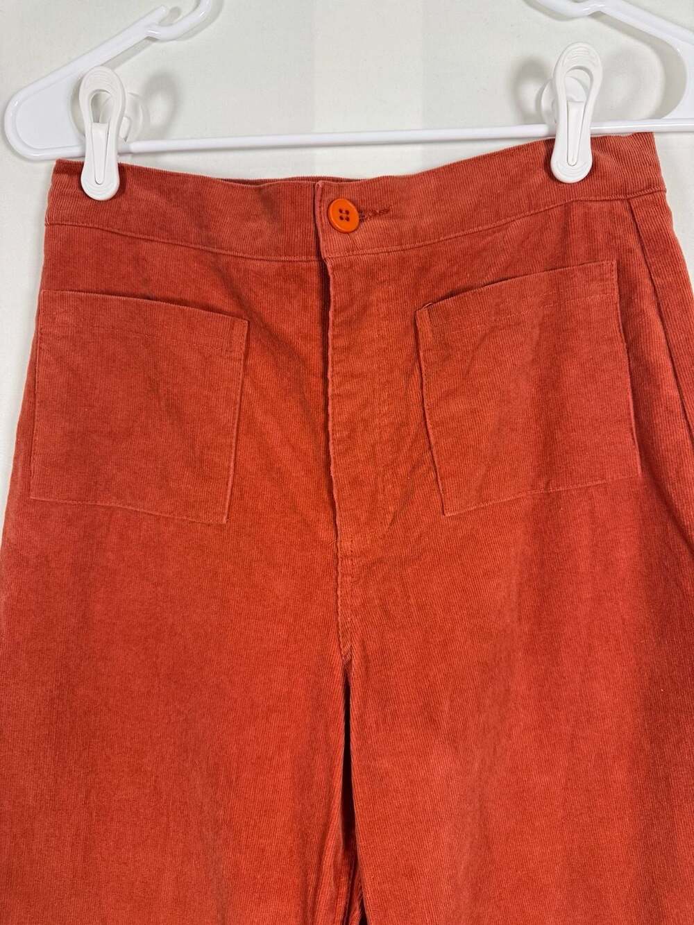 skylar+madison Rust Orange High-Rise Corduroy Wide-Leg Pants, Size Medium - Picture 4 of 10